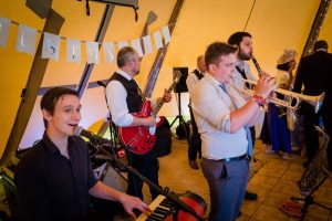 jazz band plays in tipi