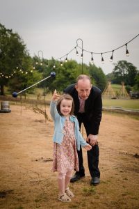 lawn games little girl plays with dad
