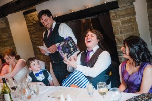 laughing during the speeches