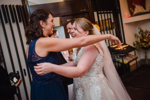 guests greeting the bride