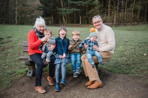 grandchildren laughing in park
