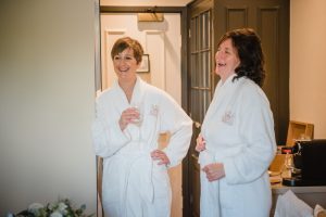 bridesmaids laughing in the morning