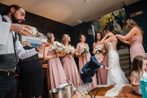 Manor house bride and bridesmaids getting ready