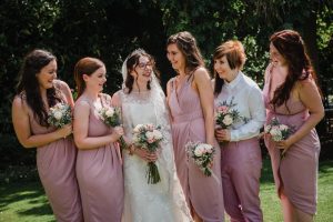 bridesmaids and bride at holdsworth house
