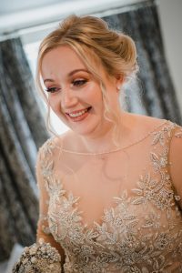 close up portrait of the bride