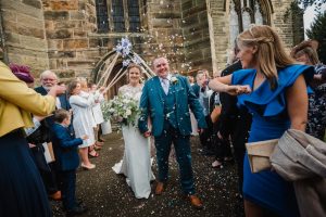 Confetti outside the church