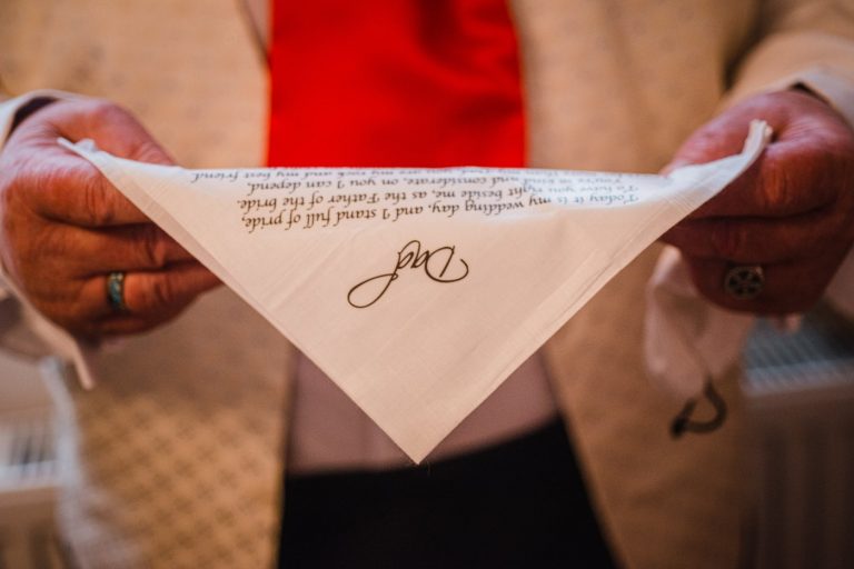 close up of handkerchief for dad