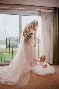 bride and daughter ready for the ceremony