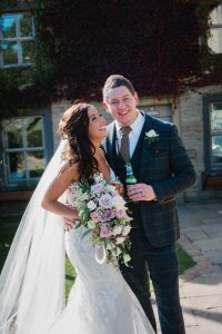 the fleece countryside Inn Barkisland bride and groom laughing