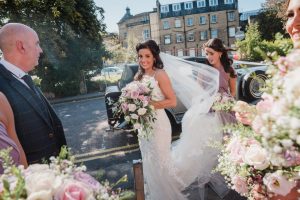 huddersfield wedding bride arrives