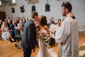 First Kiss Huddersfield church wedding
