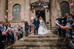 confetti outside church