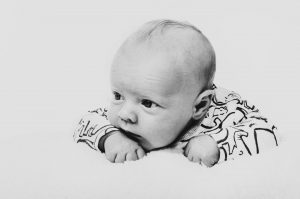 black and white portrait of newborn baby