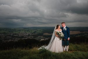 bride and groom with view for surprise view, Otley