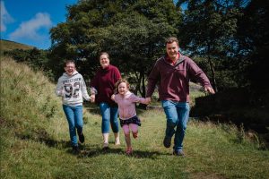 family running towards the camera