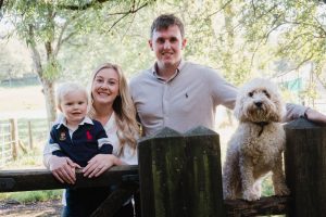 couple with dog and young boy