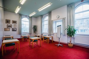Interior shot of Marsden Mechanics Hall showing large meeting room Marsden West Yorkshire