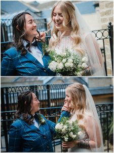 couple have a laugh on the blacony