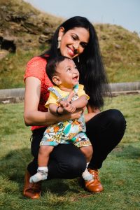 sunny photo of mum and baby