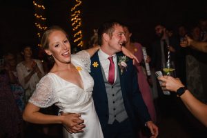 bride and groom dancing